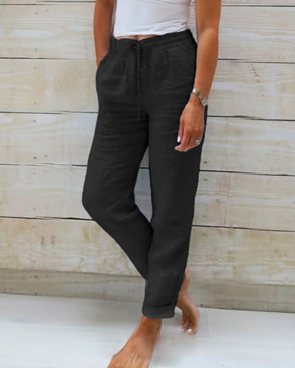 AIMÉE | SOLID-COLORED STRAIGHT-LEG CASUAL PANTS-BUY2 GET FREE SHIPPING